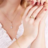 Lucardi - Goldplated Dubbele Ring - Goudkleurig - Echt Zilver - Met Zirkonia