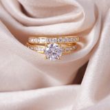 Lucardi - Goldplated Dubbele Ring - Goudkleurig - Echt Zilver - Met Zirkonia