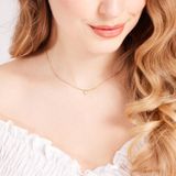 Lucardi Dames Ketting met hanger hart met zirkonia - Echt Zilver - Ketting - Cadeau - 42 cm - Goudkleurig