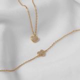 Lucardi Dames Ketting met hanger hart met zirkonia - Echt Zilver - Ketting - Cadeau - 42 cm - Goudkleurig