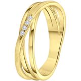 Lucardi - Goldplated Ring - Goudkleurig - Echt Zilver - Met Zirkonia