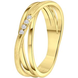 Lucardi - Goldplated Ring - Goudkleurig - Echt Zilver - Met Zirkonia