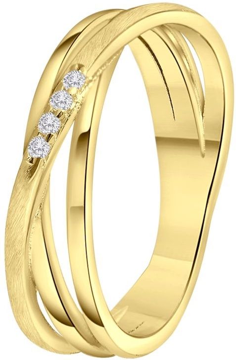 Lucardi - Goldplated Ring - Goudkleurig - Echt Zilver - Met Zirkonia