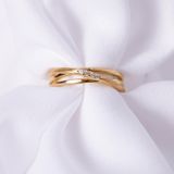 Lucardi - Goldplated Ring - Goudkleurig - Echt Zilver - Zirkonia