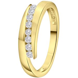 Lucardi - Goldplated Ring - Goudkleurig - Echt Zilver - Met Zirkonia