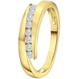 Lucardi - Goldplated Ring - Goudkleurig - Echt Zilver - Met Zirkonia