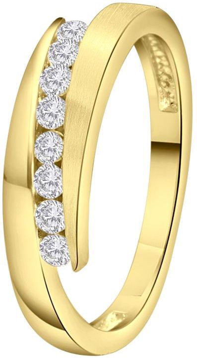 Lucardi - Goldplated Ring - Goudkleurig - Echt Zilver - Met Zirkonia