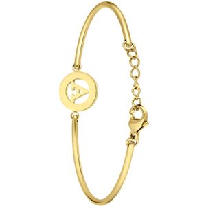 Lucardi Dames Goldplated armband met letter - A - Staal - Armband - Cadeau - 20 cm - Goudkleurig