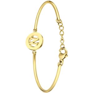 Stalen goldplated armband met letter - N