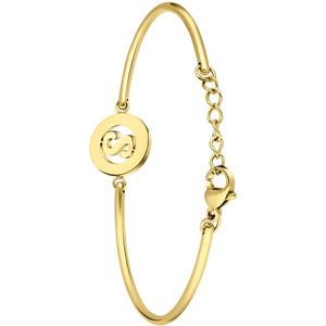 Stalen goldplated armband met letter - S