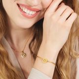 Lucardi - Armband - Goudkleurig - Staal - Met Letter V