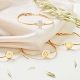 Lucardi - Armband - Goudkleurig - Staal - Met Letter V