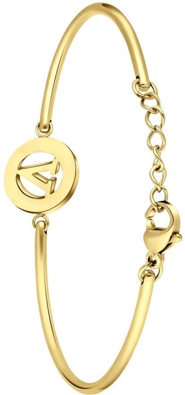 Lucardi - Armband - Goudkleurig - Staal - Met Letter V