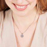 Lucardi Dames Ketting met hanger open klaver - Staal - Ketting - Cadeau - 47 cm - Zilverkleurig