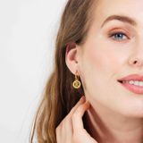 Lucardi - Dames Goldplated Oorbellen - R - Staal - Goudkleurig