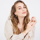 Lucardi - Dames Goldplated Oorbellen - R - Staal - Goudkleurig