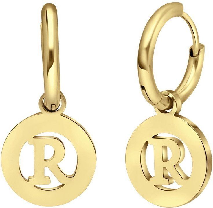Lucardi - Dames Goldplated Oorbellen - R - Staal - Goudkleurig