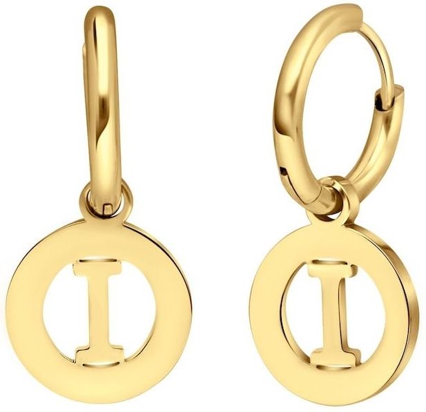 Lucardi - Oorbellen - Goudkleurig - Goldplated - Letter I - Staal