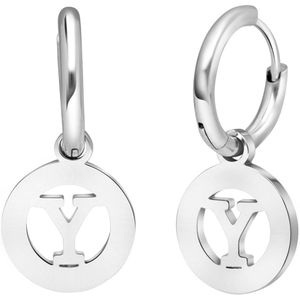Lucardi - Oorbellen - Zilverkleurig - Staal - Met Letter Y