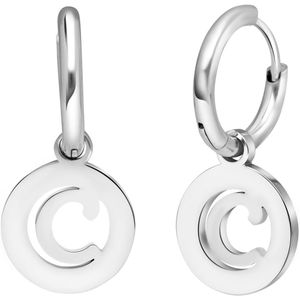 Lucardi - Oorbellen - Zilverkleurig - Staal - Letter C