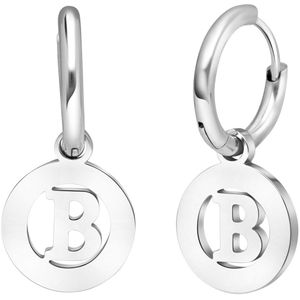 Lucardi - Oorbellen - Zilverkleurig - Staal - Letter B