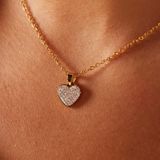 Lucardi - Dames Ketting met Hanger Hart - Ketting - Goudkleurig - Staal - 47 cm