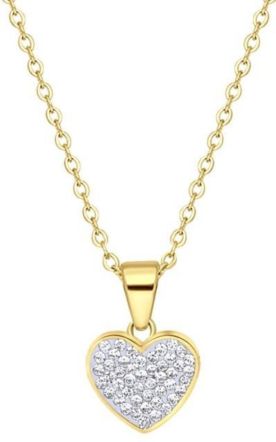 Lucardi - Dames Ketting met Hanger Hart - Ketting - Goudkleurig - Staal - 47 cm