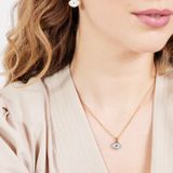 Lucardi Dames Ketting met hanger oog - Staal - Ketting - Cadeau - 47 cm - Goudkleurig