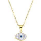 Lucardi Dames Ketting met hanger oog - Staal - Ketting - Cadeau - 47 cm - Goudkleurig