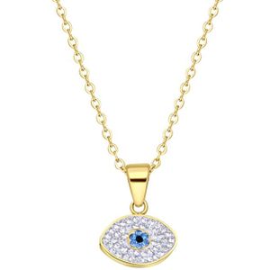 Lucardi Dames Ketting met hanger oog - Staal - Ketting - Cadeau - 47 cm - Goudkleurig