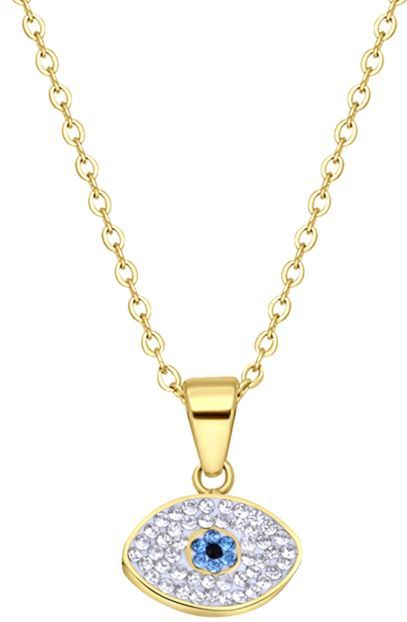 Lucardi Dames Ketting met hanger oog - Staal - Ketting - Cadeau - 47 cm - Goudkleurig