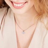 Lucardi Dames Ketting met Hanger Oog - Staal - Ketting - Cadeau - 47 cm - Zilverkleurig