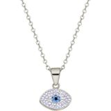 Lucardi Dames Ketting met Hanger Oog - Staal - Ketting - Cadeau - 47 cm - Zilverkleurig