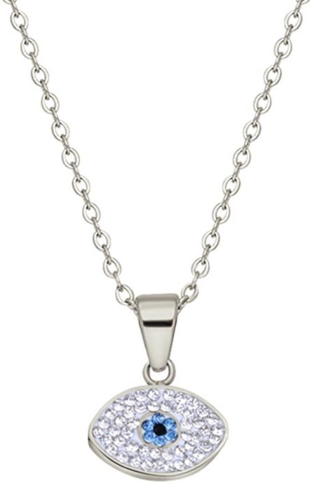 Lucardi Dames Ketting met Hanger Oog - Staal - Ketting - Cadeau - 47 cm - Zilverkleurig