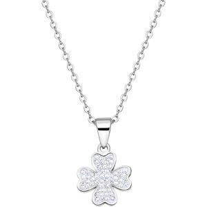 Lucardi Dames Ketting met hanger klaver - Staal - Ketting - Cadeau - 47 cm - Zilverkleurig