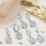 Lucardi - Oorbellen met Kristallen Oog - Oorbellen - Zilverkleurig - Staal