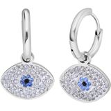 Lucardi - Oorbellen met Kristallen Oog - Oorbellen - Zilverkleurig - Staal