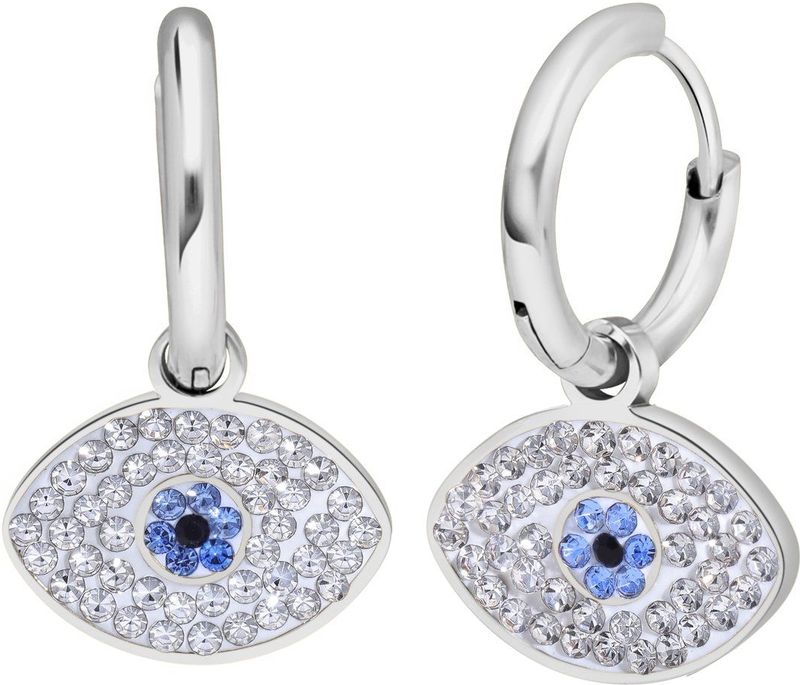 Lucardi - Oorbellen met Kristallen Oog - Oorbellen - Zilverkleurig - Staal