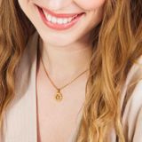 Lucardi - Ketting met Letter - Goudkleurig - Staal - 47 cm