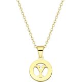 Lucardi - Ketting met Letter - Goudkleurig - Staal - 47 cm