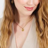 Lucardi - Dames Ketting - V - Staal - Goudkleurig - 47 cm