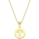 Lucardi - Dames Ketting - V - Staal - Goudkleurig - 47 cm