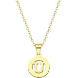 Lucardi Dames Ketting - U - Staal - Goudkleurig - 47 cm