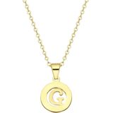 Lucardi Ketting met Letter - Goudkleurig - Staal - 47 cm