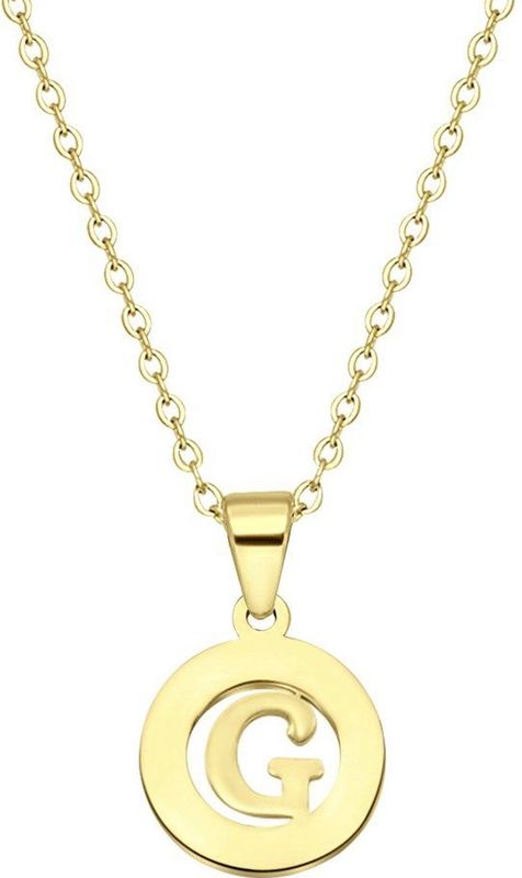 Lucardi Ketting met Letter - Goudkleurig - Staal - 47 cm