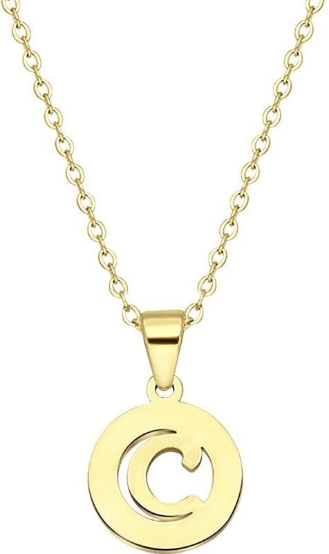 Lucardi - Dames Ketting - Staal - Goudkleurig - 47 cm