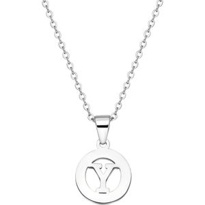 Stalen ketting met letter - Y