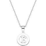 Lucardi - Ketting met Letter - E - Zilverkleurig - Staal - 47 cm