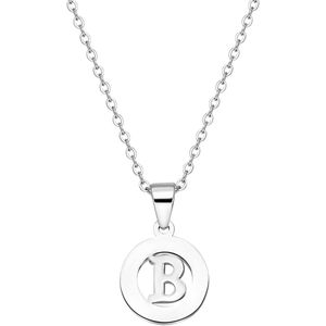 Lucardi Dames Ketting met letter - B - Staal - Ketting - Cadeau voor vrouwen - 47 cm - Zilverkleurig