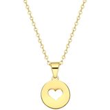 Lucardi Dames Ketting met open hart - Staal - Ketting - Cadeau - 47 cm - Goudkleurig